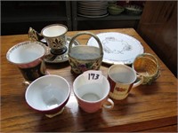 Lot- 9 pcs Decorative Cups and Saucers etc