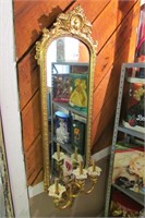 Antique Gold Mirror and Candleholder