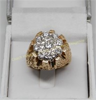 10K Gold men's diamond ring, size 12. Bague en or