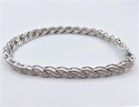 Sterling silver diamond bracelet, 7.25 inches