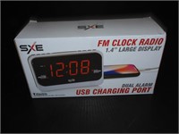 SXE FM Clock Radio USB Charging