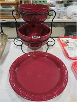 home & garden platter & 2 tier bowl set