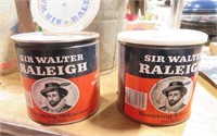2 sir walter raleigh smoking tobacco tins