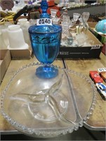 divided dish, covered candy dish w/silver overlay