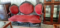 Large Red Velvet Antique Sofa