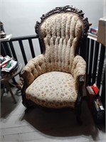 Antique Floral Pattern Fabric Chair