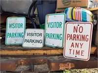 Lot of 4 Metal Signs Vistor Parking No Park