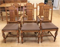 Set of 6 oak Jacobean dining chairs