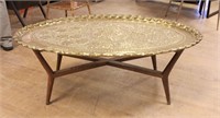 MCM large brass tray coffee table