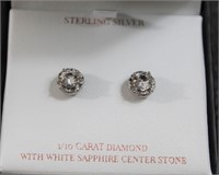1.10ct white sapphire and diamond earrings