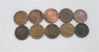 Lot of 10 large cents