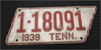 1939 TN license plate