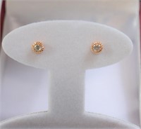 14k rose gold diamond solitaire earrings