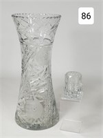 Cut Glass 12" Vase & Toothpick Holder