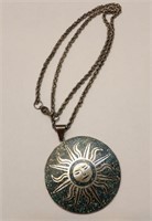 Large Sterling Silver Turquoise Pendant Necklace