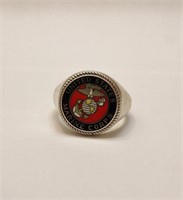 Men's Sterling Silver Marine Corps Ring