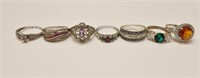 Lot of 7 Sterling Silver Rings