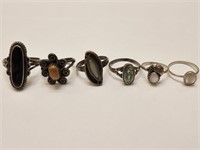 6 Sterling Silver Gemstone Rings