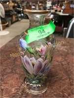 Victorian 8" Harrach Heavy Enameled Crystal Vase