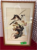 Vintage Oriental 3-D Shadow Box with Finches