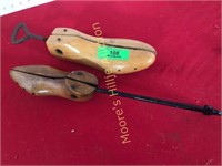 2 Vintage Wooden Shoe Stretchers with Metal