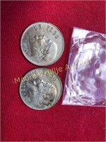 2 Vintage Mexican Pesos