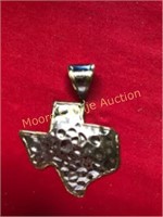 Large Silver State of Texas Pendant w/ brass trim