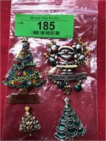 4 Vintage Christmas Pins/Pendants