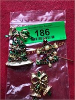 3 Vintage 50's Christmas Pins