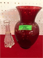 Red Vase, Clear Bud Vase