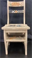 2 in 1 chair stepping stool wood cat theme