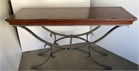 Foyer sofa table wood and silver