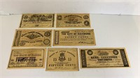 Confederate Currency Paper Coins Replicas Set D