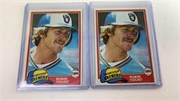 2 1981 Robin Yount Topps Baseball Card Lot