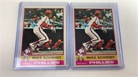 2 1976 Topps Mike Schmidt Baseball Card Lot