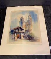 Mission Dolores San Francisco California Etching