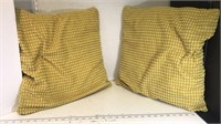2 yellow throw pillows w/ removable covers