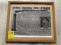 Vintage 12-Shot Repeating Rifle Advertisement Copy