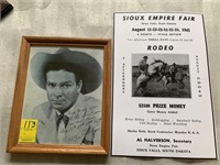 Casey Tibbs Signed Photo & 1945 Empire Fair Flyer