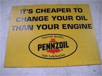 Pennzoil Plastic Sign  14x18 Inches