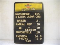 Pennzoil Plastic Letter Sign  15 x 20 Inches