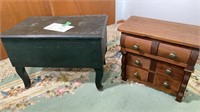 Antique Foot Stool Storage w Lid & Jewelry Box BR3