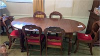 Dining Table and 6 Chairs Carved Wood DR