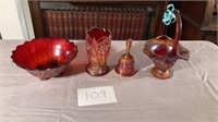 Red Carnival Glass Lot BR1