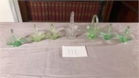 Small Glass Baskets Uranium Glass and Clear BR1