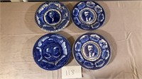 Staffordshire Presidents Flow Blue Plates BR1