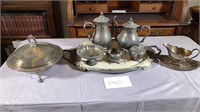 Silver Plate Tea Set Covered Serving Dishes BR2