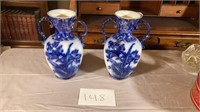 Flow Blue Vases TF&SL England DR