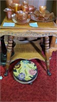 Side Table and Embroidered Foot Stool DEN