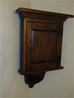 Wooden Corner Wall Cabinet with Hanging Shelf
